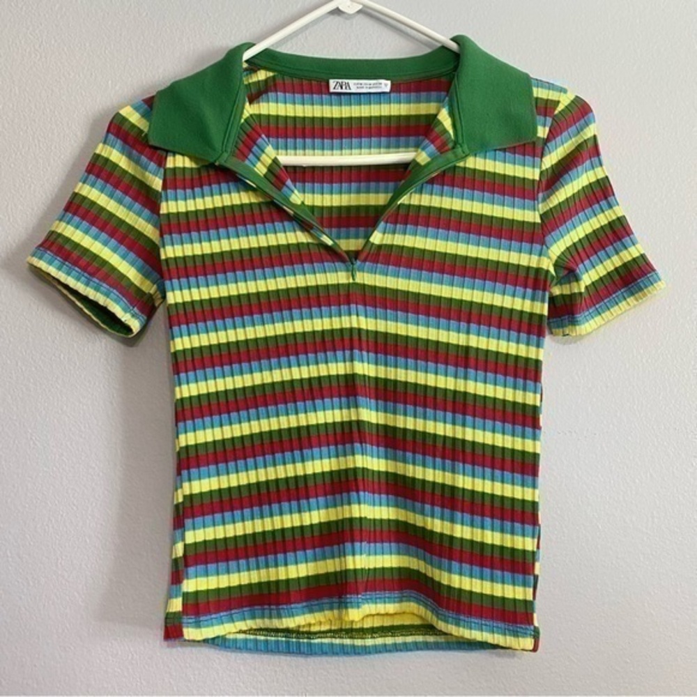 Zara colorful striped collar shirt